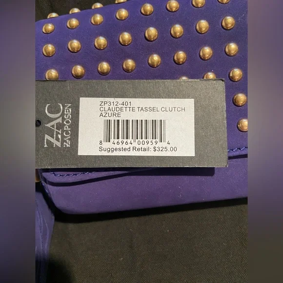 NWT ZAC Zac Posen Claudette Studded Tassels Clutch - Picture 6 of 12